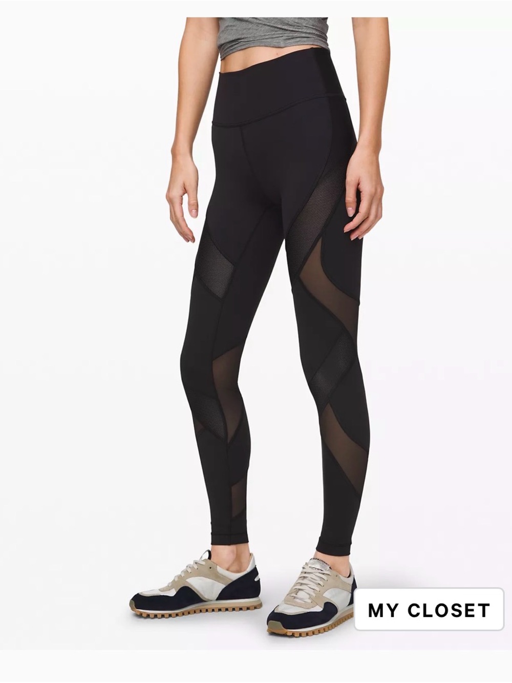 Lululemon winder under High-Waist Black tight Mesh Panel Leggings 28 inches